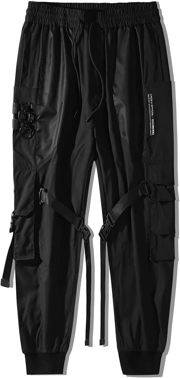 Men's Cyberpunk Buckle Straps Harem Pants with Pockets