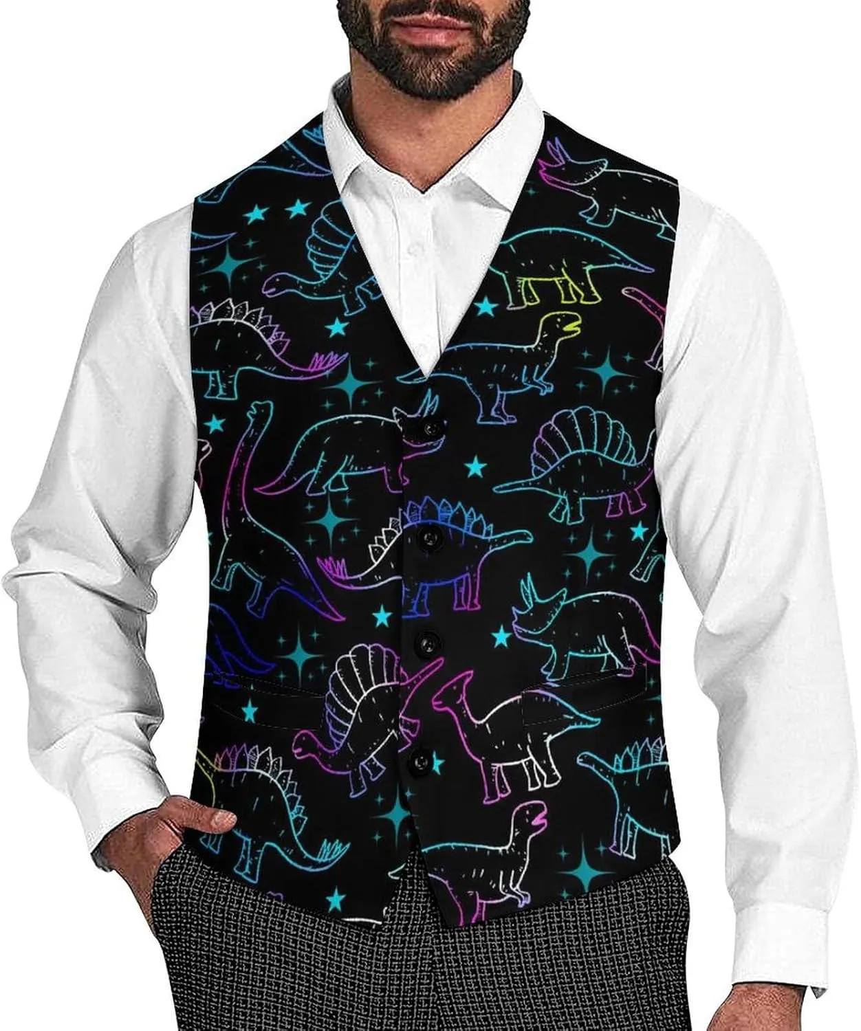 Men's Hawaiian Leaf Suit Vest Slim Fit Business Dress Vest Waistcoat for Wedding Party Casual Dress