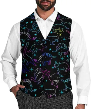 Men's Hawaiian Leaf Suit Vest Slim Fit Business Dress Vest Waistcoat for Wedding Party Casual Dress