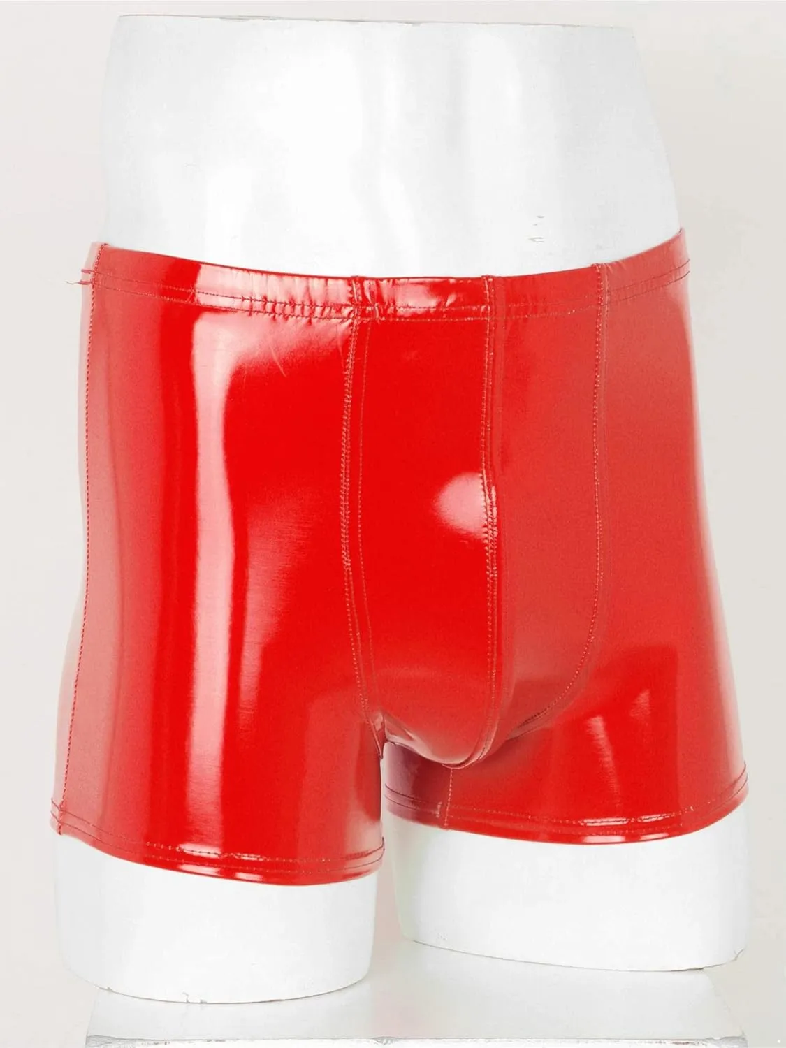 Mens Latex Faux Leather Boxer Shorts Shiny Metallic Briefs Bulge Pouch Hot Pants Swim Trunks