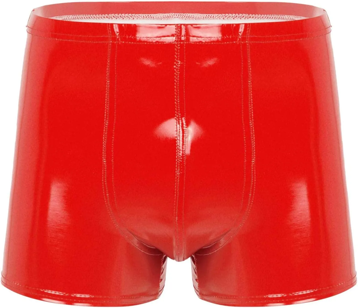 Mens Latex Faux Leather Boxer Shorts Shiny Metallic Briefs Bulge Pouch Hot Pants Swim Trunks