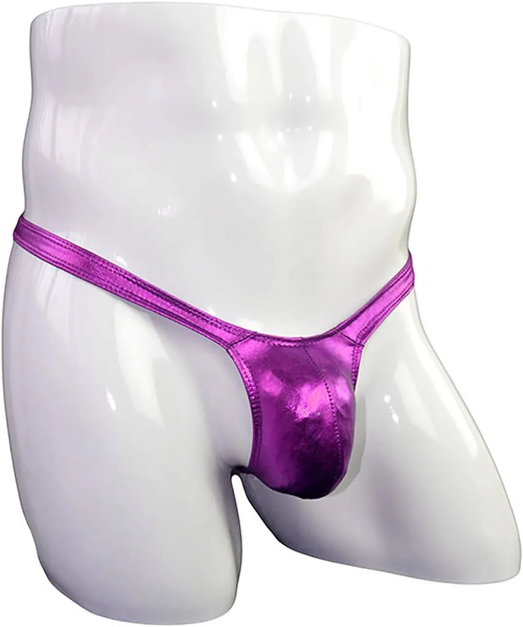 Men's Low Rise G-String Thongs Fashionable Panties Imitation Leather T-shaped Solid Sexy Underwear Briefs