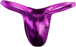 Men's Low Rise G-String Thongs Fashionable Panties Imitation Leather T-shaped Solid Sexy Underwear Briefs