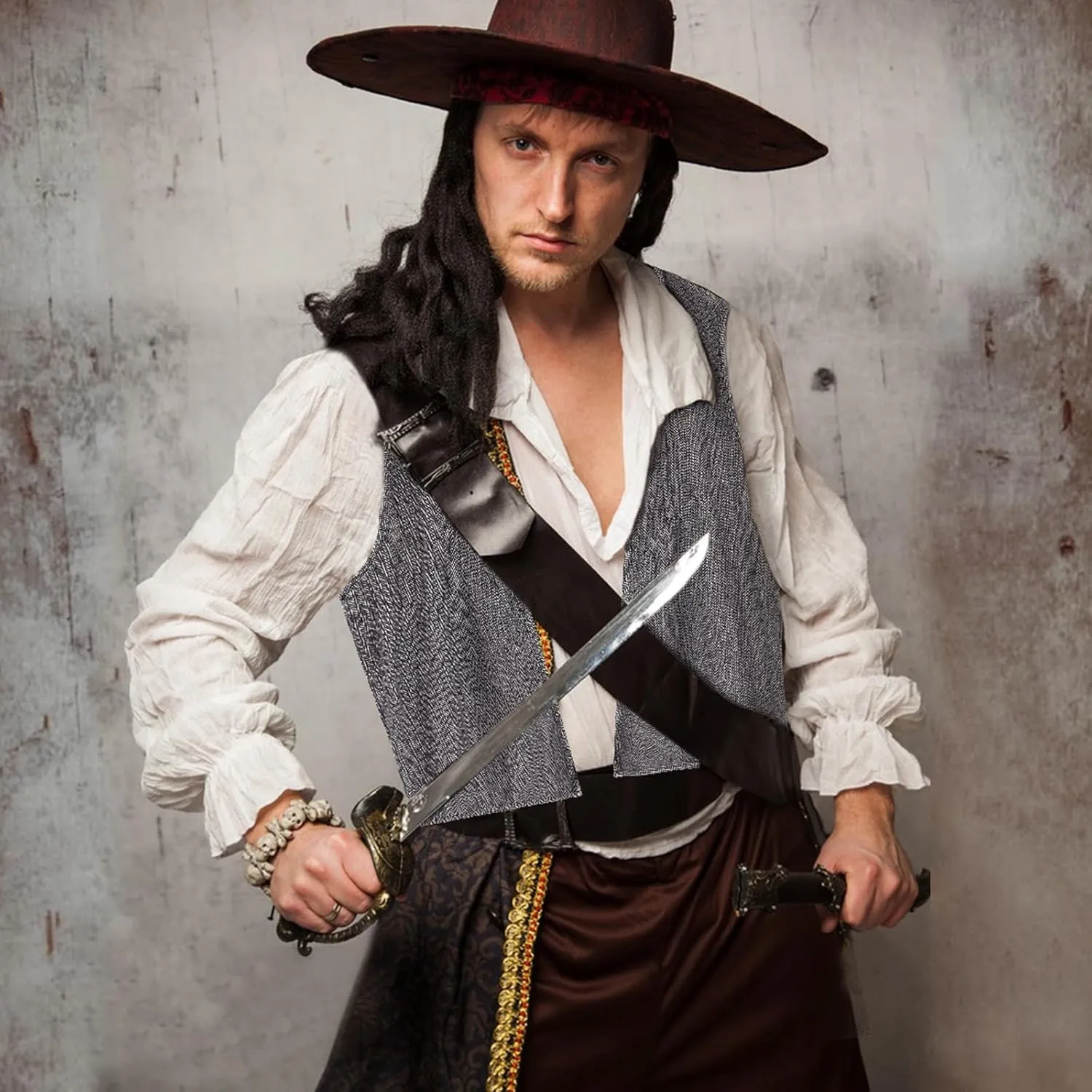 Men's Peasant Vest  Viking, Pirate, and Medieval Rennaissance Faire Costume Vest for Men (Choose Color and Size)