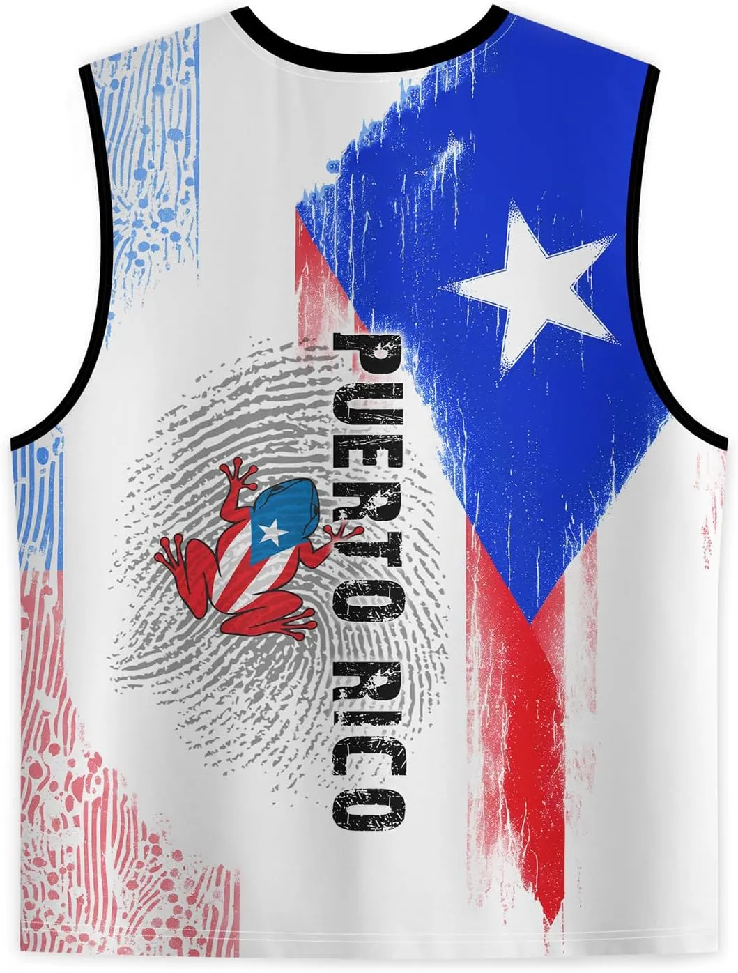 Men's Puerto Rican Flag Tank Top Casual 3D Frog Graphic Print Shirt Quick Dry Sleeveless Sports Vest