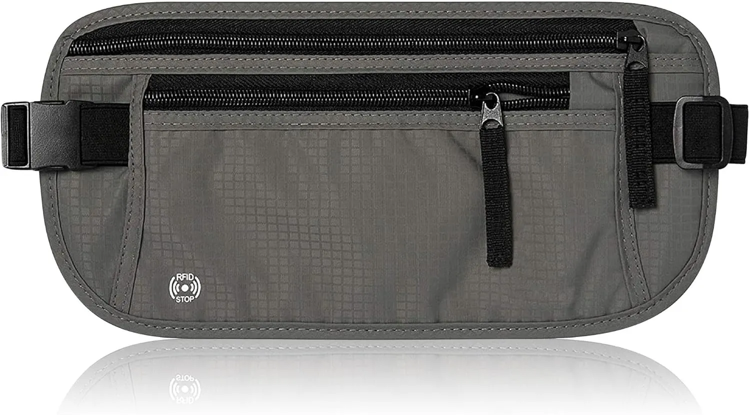 Men's Slim Fanny Pack Belt Bag | RFID Blocking Money Belt | Travel Waist Pouch for Security & Hidden Storage (Dark Grey)