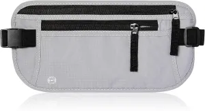 Men's Slim Fanny Pack Belt Bag | RFID Blocking Money Belt | Travel Waist Pouch for Security & Hidden Storage (Light Grey)