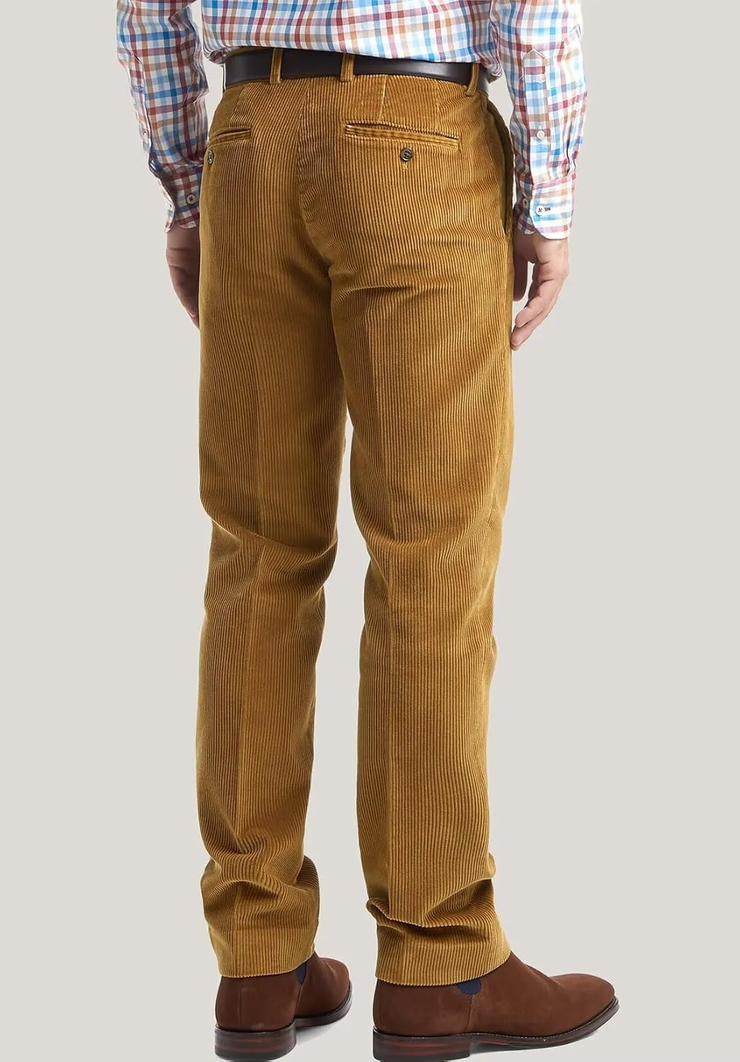 Men's Slim Fit Flat Front Corduroy Dress Pants for Work to Weekend