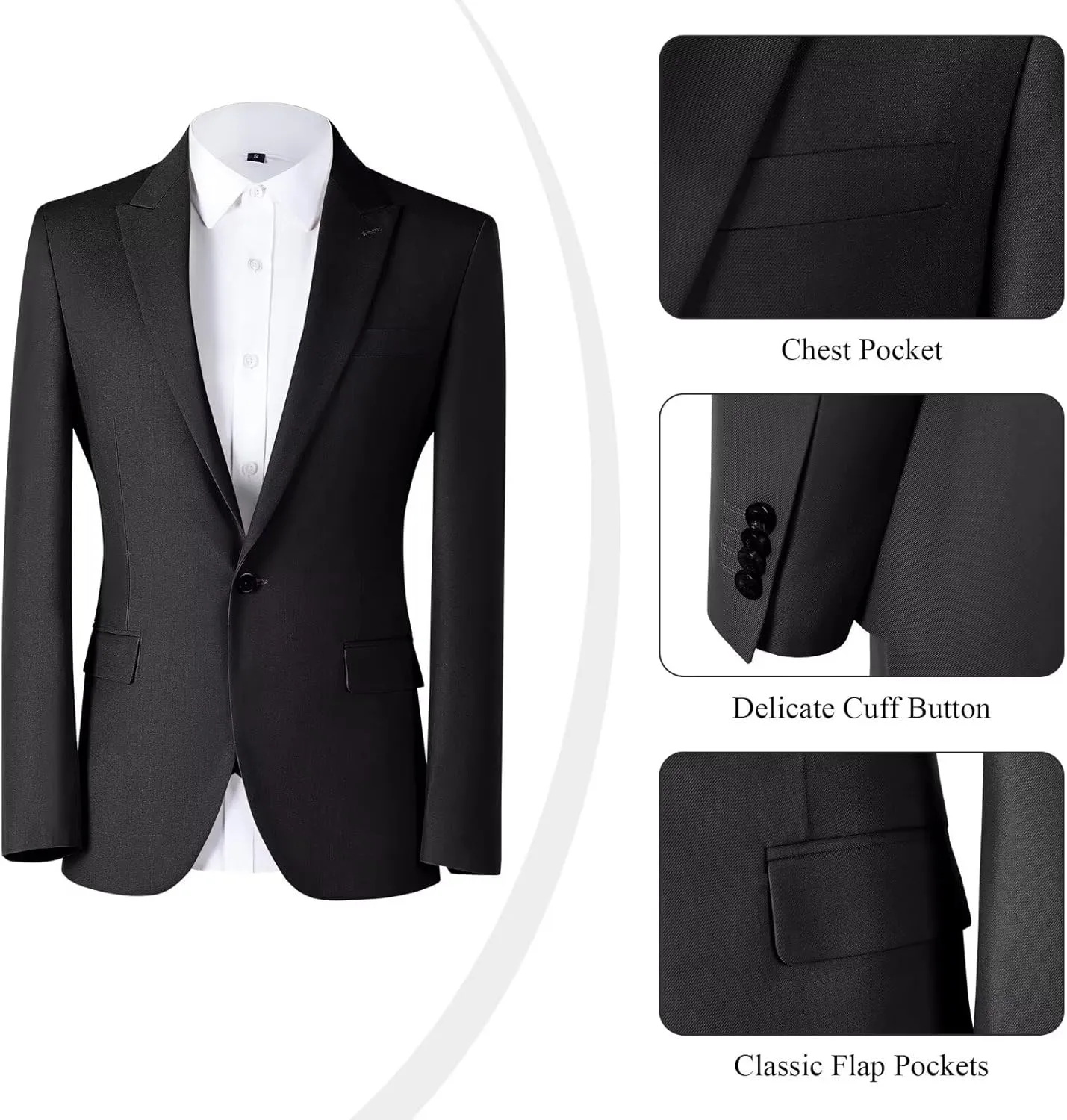Mens Suit Slim Fit Solid Suit Jacket Double Breasted Vest and Dress Pants 3 Piece Set Prom Wedding Suits for Men