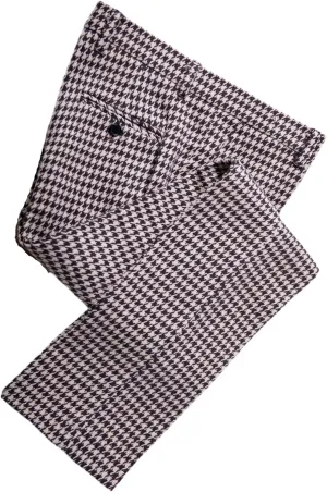 Mens Tweed Dress Pants Houndstooth Plaid Suit Trouser Regular Fit Stretch Wool Business Casual Pants Long for Men