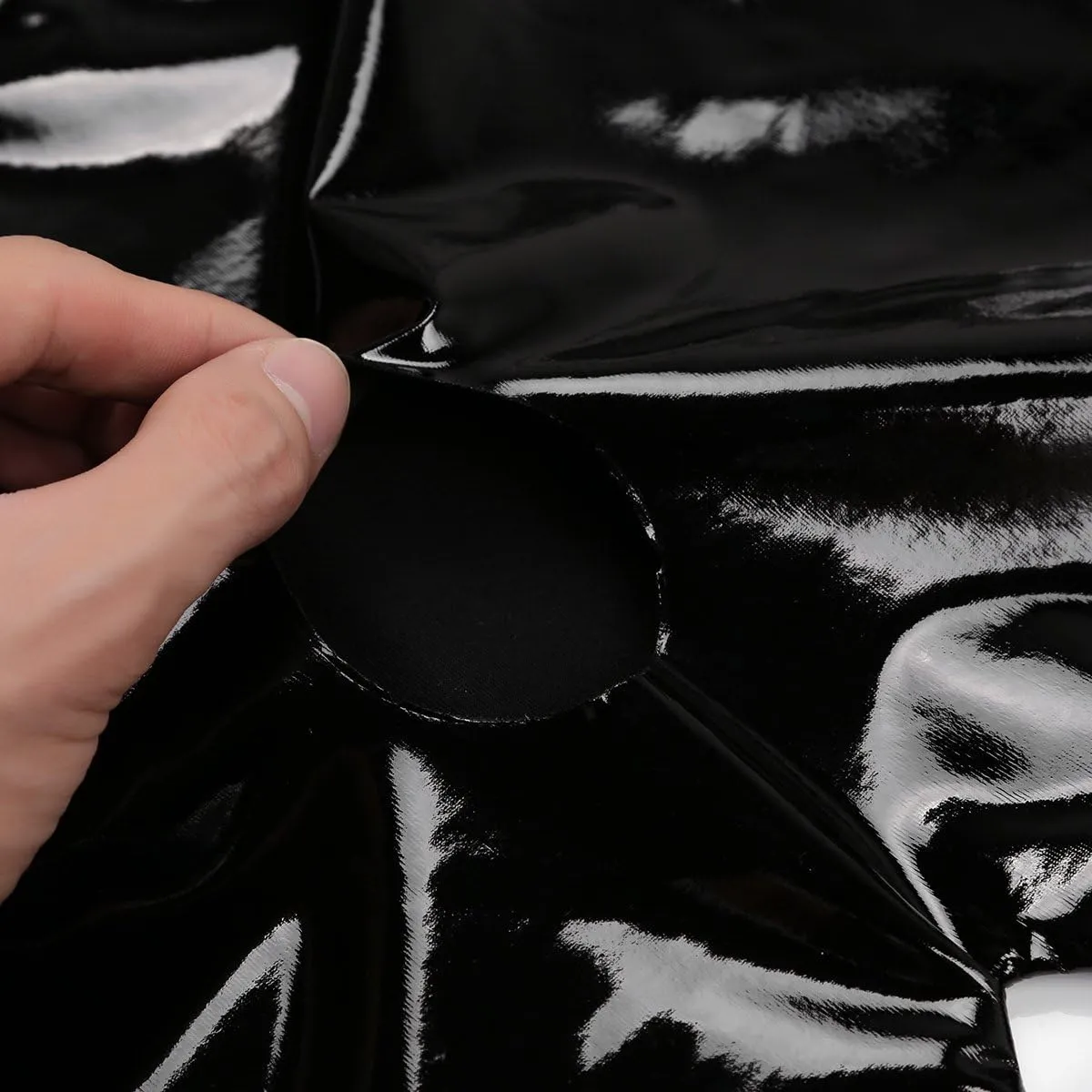 Mens Wet Look PVC Leather Open Front Boxer Briefs Trunks Shorts Panties Latex Pants Underwear