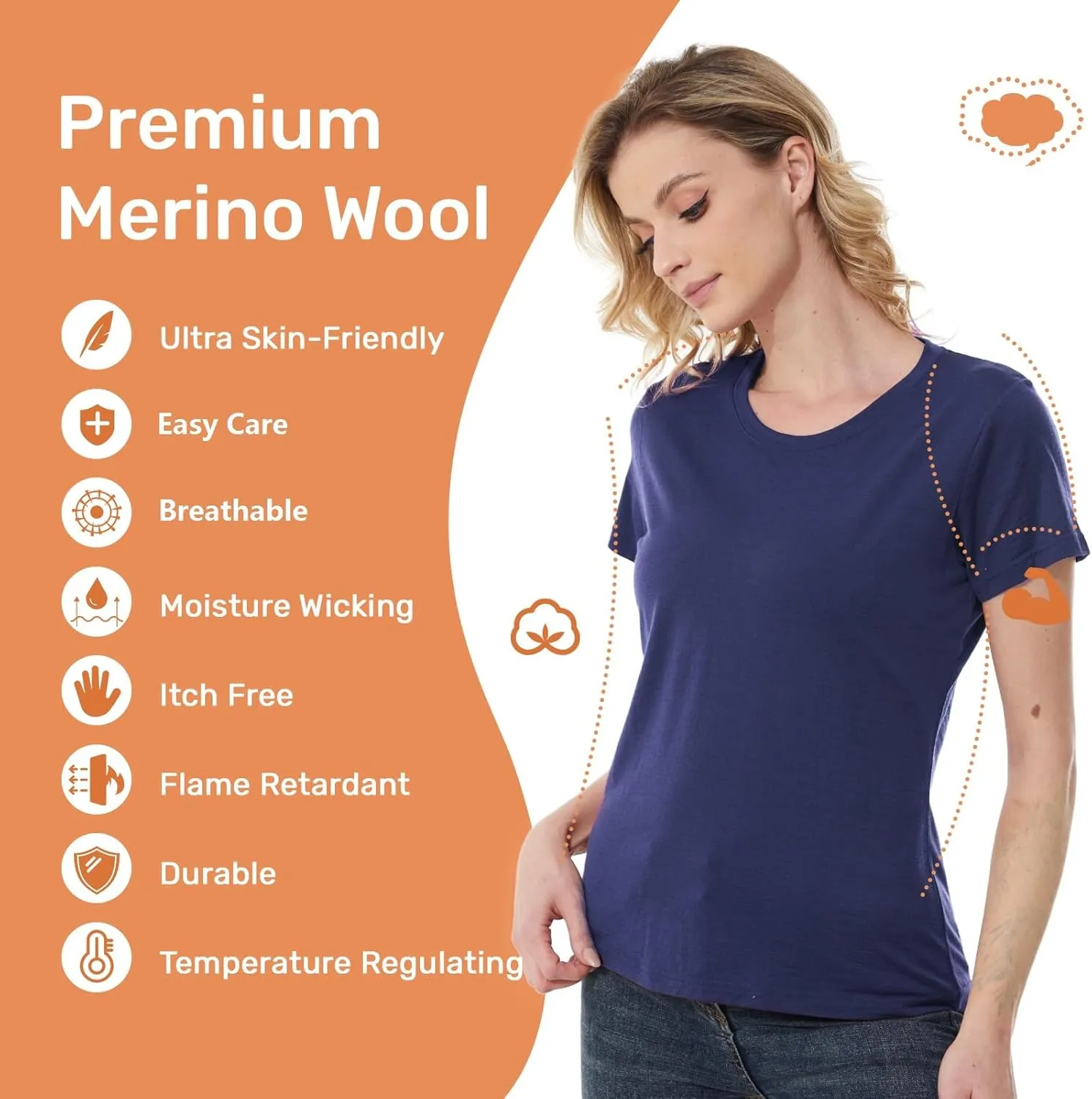 MERINNOVATION Women's Merino Wool T-Shirt Short Sleeve Athletic Tee Wicking Base Layer