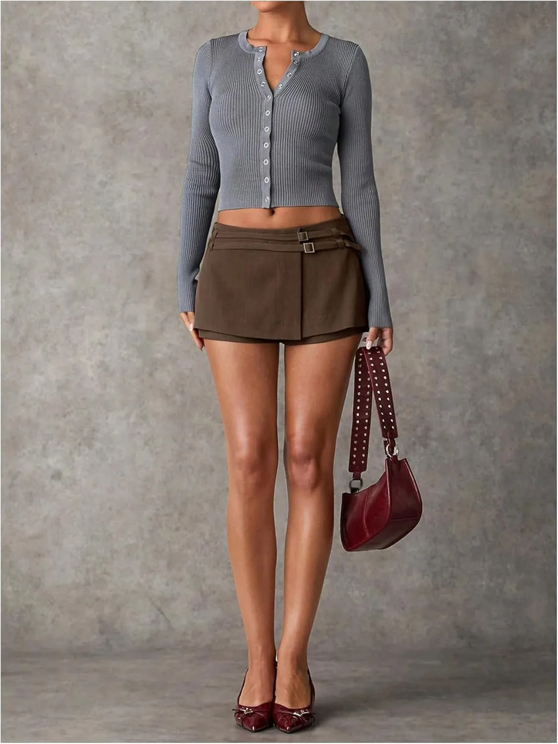Milumia Women's Wrap Mini Skirt Buckle Belted Low Rise Y2k Summer Skirts with Shorts Underneath