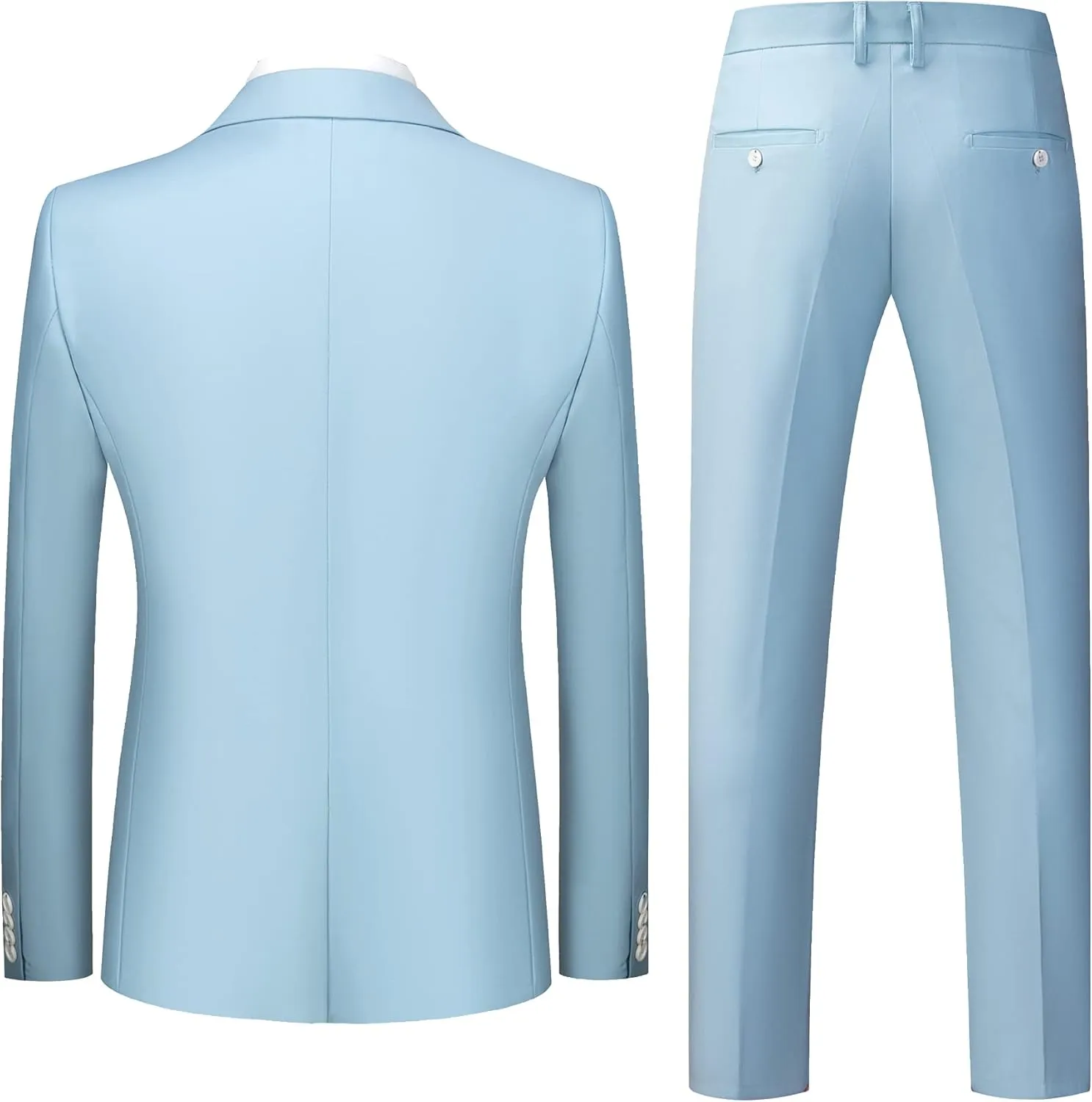 MOGU Mens 3 Piece Suit Slim Fit Pure Color Tuxedos for Wedding Prom