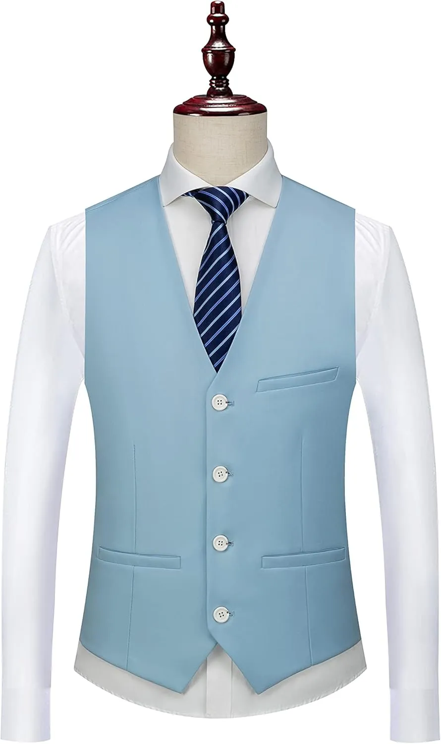 MOGU Mens 3 Piece Suit Slim Fit Pure Color Tuxedos for Wedding Prom