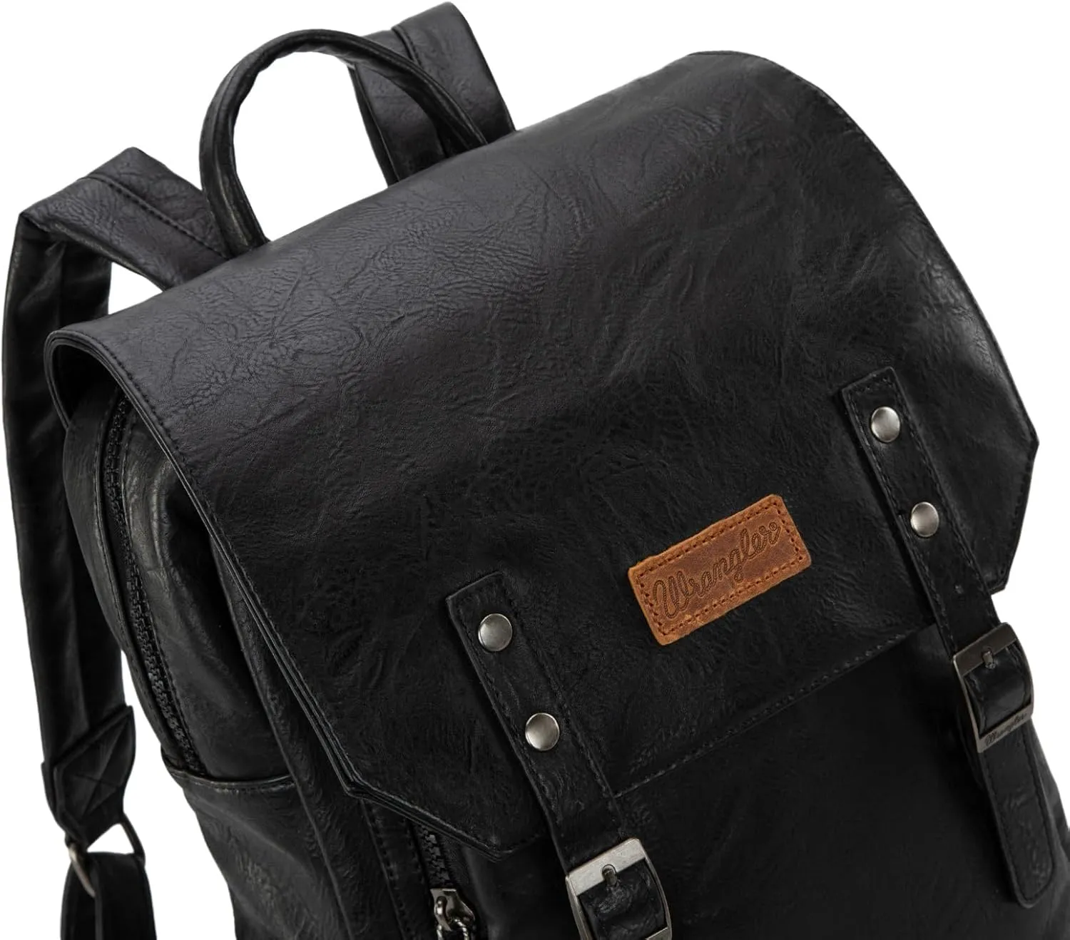 Montana West  Wrangler Black Leather Backpack for Women Laptop Backpack for Men Unisex Fashion Backpack Purse