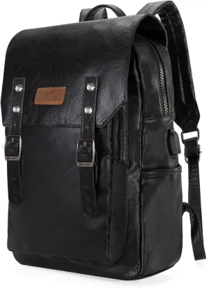 Montana West  Wrangler Black Leather Backpack for Women Laptop Backpack for Men Unisex Fashion Backpack Purse