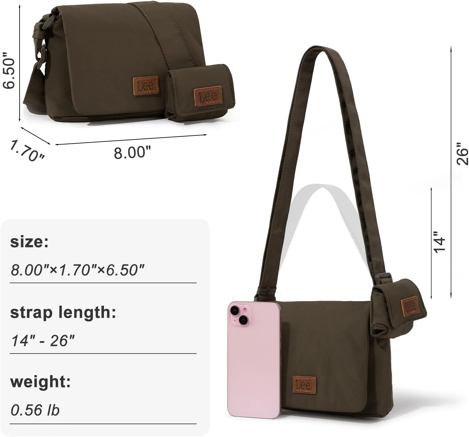 Montana West x Lee Small Crossbody Bags for Women Lightweight Mini Shoulder Bag with Earphone Pouch