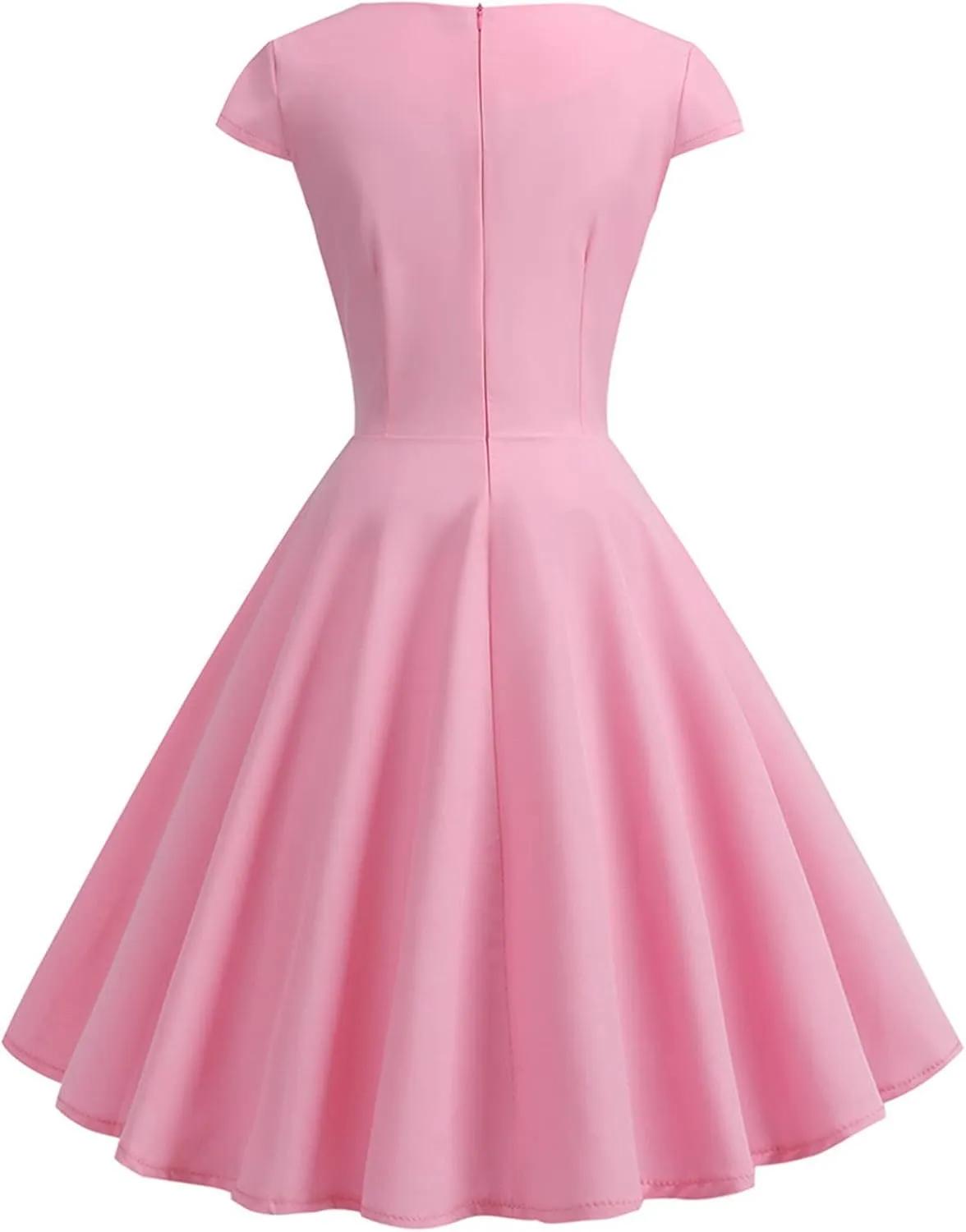 NaRHbrg Women's 1950s Vintage Dress Wrap V Neck Cap Sleeve Dress Retro Cocktail Party Swing Dresses A-Line Flared Midi Dress