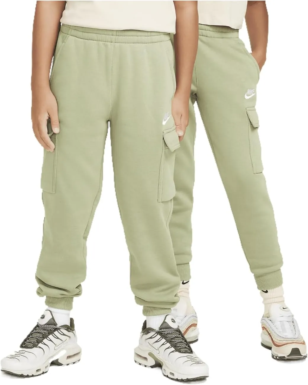 Nike Sportswear Club Fleece Big Kids' Cargo Pants (FD3012-386, Oil Green/Oil Green/White)