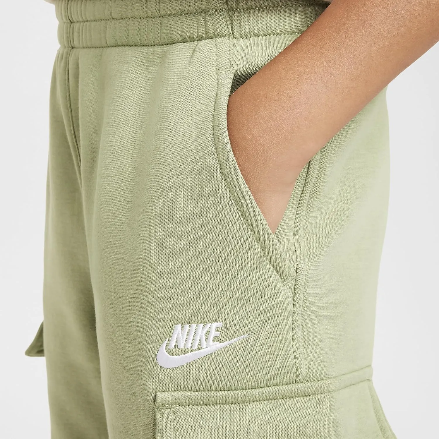 Nike Sportswear Club Fleece Big Kids' Cargo Pants (FD3012-386, Oil Green/Oil Green/White)