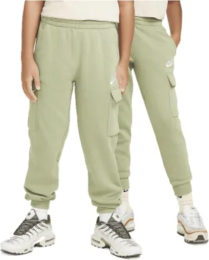 Nike Sportswear Club Fleece Big Kids' Cargo Pants (FD3012-386, Oil Green/Oil Green/White)
