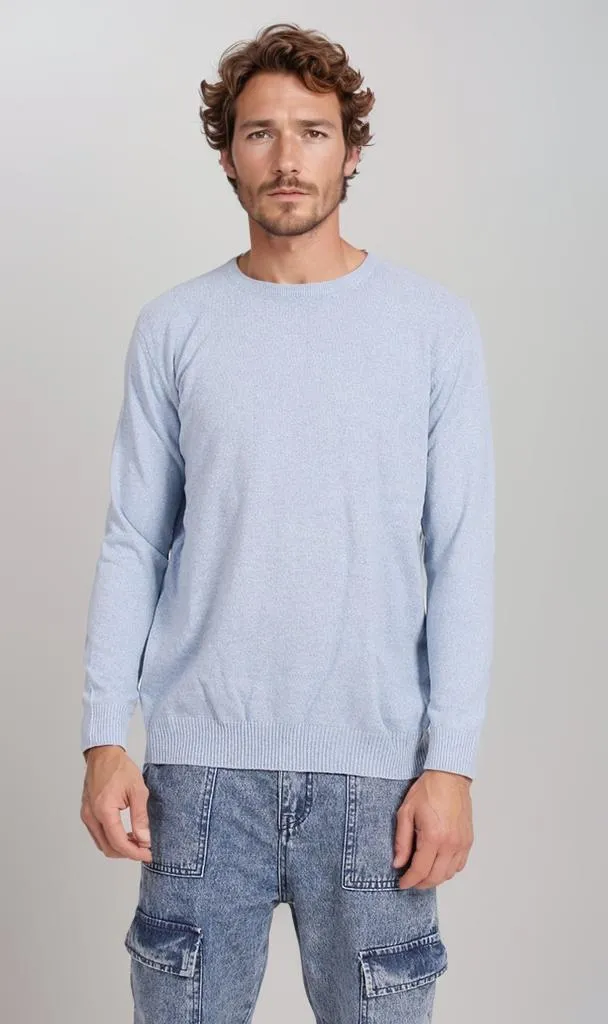 O198793-O198793 - Lightweight Knit Pullover - Sky Blue