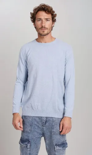 O198793-O198793 - Lightweight Knit Pullover - Sky Blue