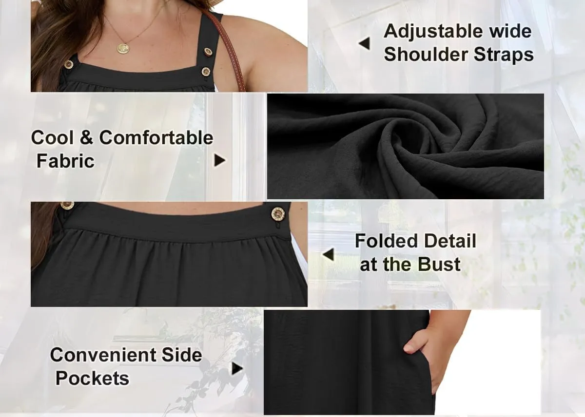 OLRIK Plus Size Casual Summer Dresses for Women Loose Fit A-Line Flowy Midi Dress with Pockets