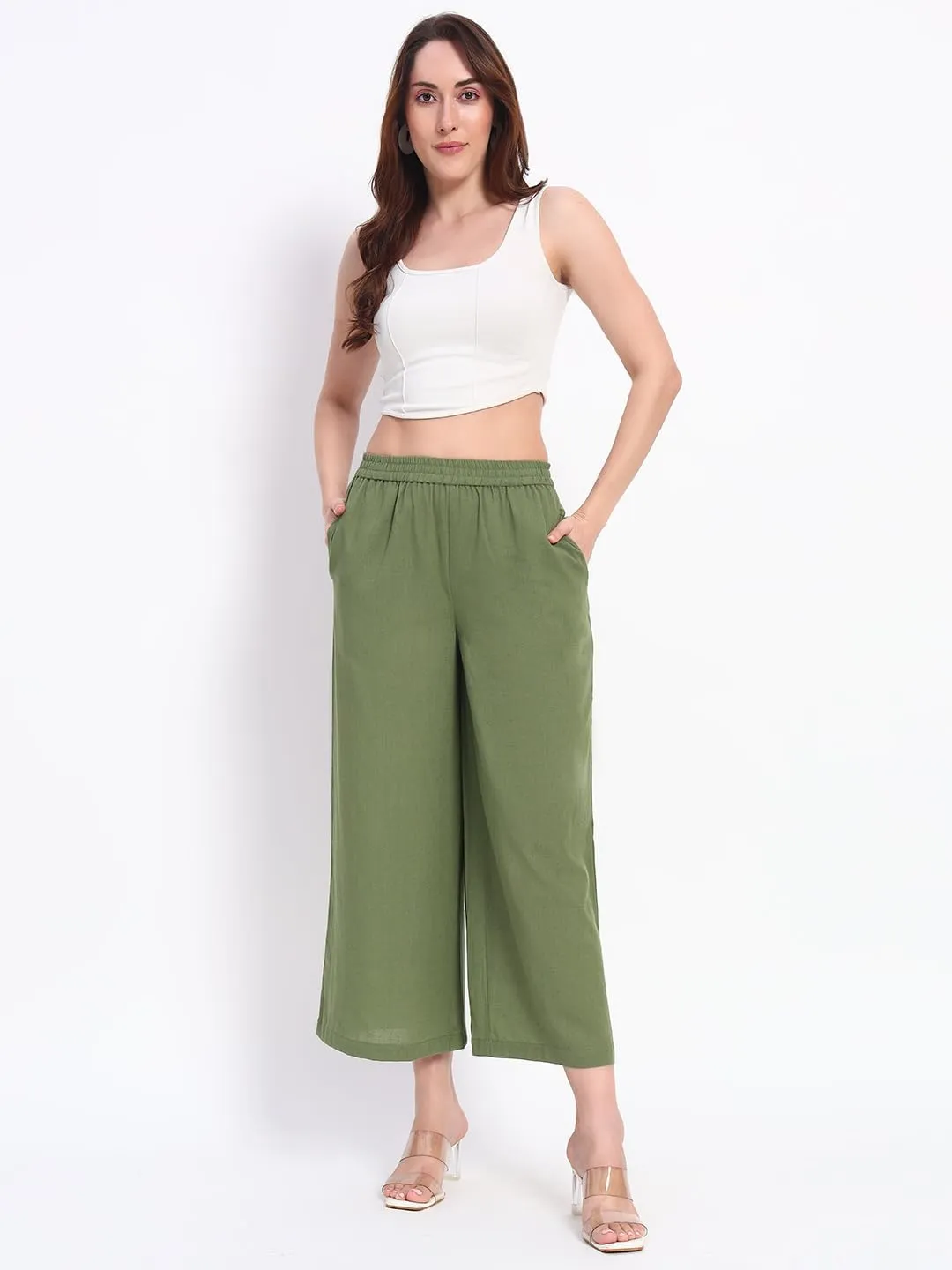 PIDAVLIYA'S Women's Wide Leg Pants Elastic High Waist Casual Yoga Workout Palazzo Pants & Trousers with Pockets