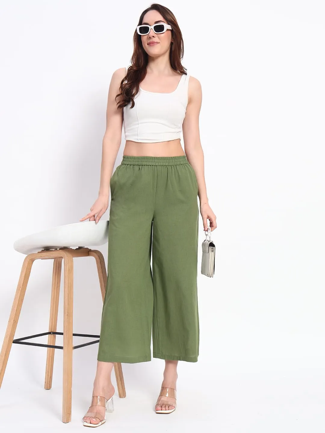 PIDAVLIYA'S Women's Wide Leg Pants Elastic High Waist Casual Yoga Workout Palazzo Pants & Trousers with Pockets