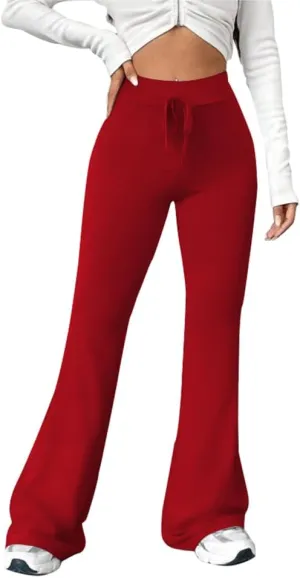 PINSV Women's High Waisted Flare Leggings Wide Leg Sweatpants Bootcut Yoga Pants