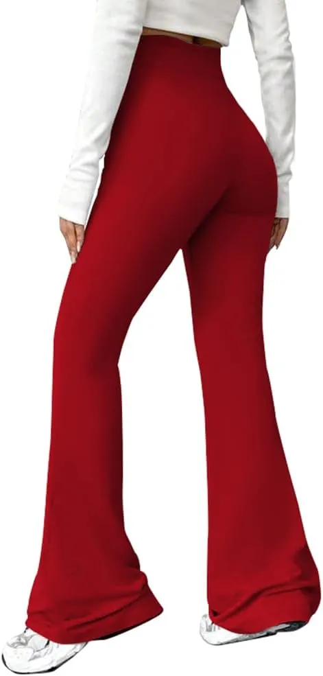 PINSV Women's High Waisted Flare Leggings Wide Leg Sweatpants Bootcut Yoga Pants