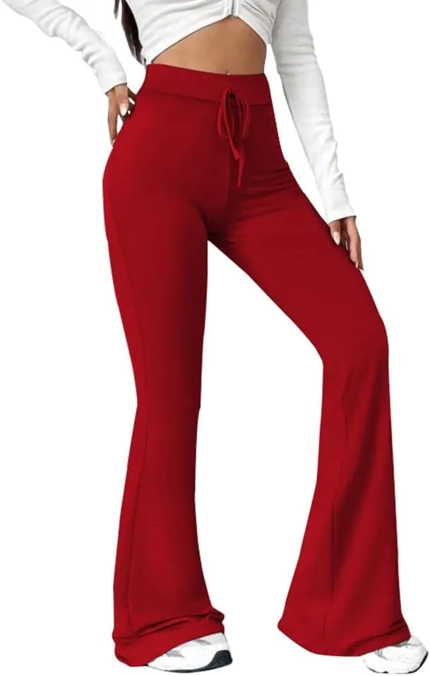 PINSV Women's High Waisted Flare Leggings Wide Leg Sweatpants Bootcut Yoga Pants