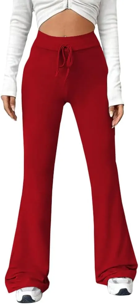 PINSV Women's High Waisted Flare Leggings Wide Leg Sweatpants Bootcut Yoga Pants