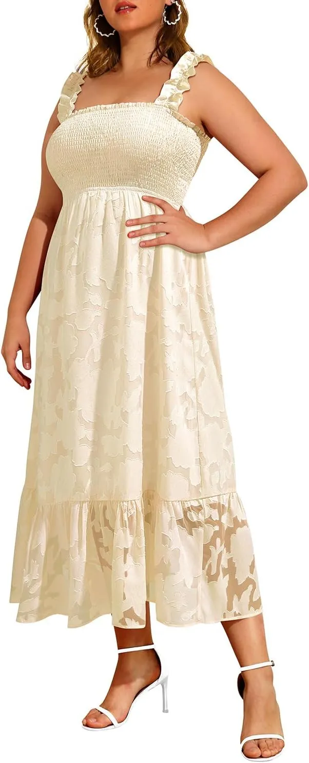 Plus Size Summer Dress - Sun Boho Beach Casual Floral Spaghetti Strap Sleeveless Long Maxi Dresses