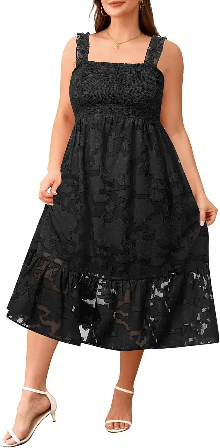 Plus Size Summer Dress - Sun Boho Beach Casual Floral Spaghetti Strap Sleeveless Long Maxi Dresses
