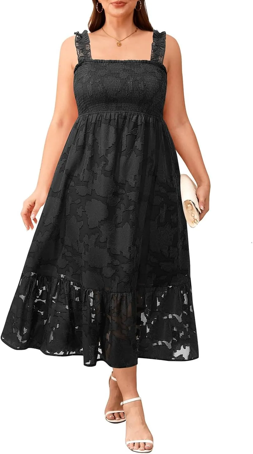 Plus Size Summer Dress - Sun Boho Beach Casual Floral Spaghetti Strap Sleeveless Long Maxi Dresses