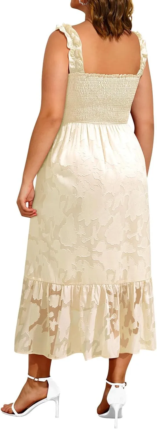 Plus Size Summer Dress - Sun Boho Beach Casual Floral Spaghetti Strap Sleeveless Long Maxi Dresses