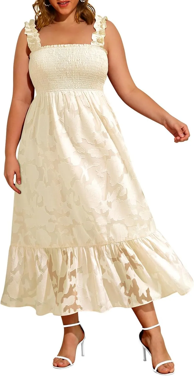 Plus Size Summer Dress - Sun Boho Beach Casual Floral Spaghetti Strap Sleeveless Long Maxi Dresses
