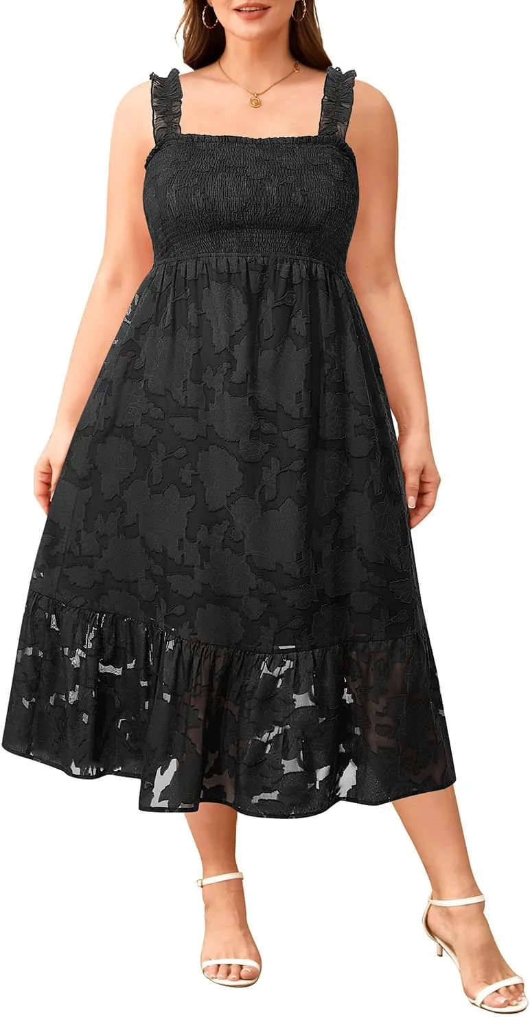 Plus Size Summer Dress - Sun Boho Beach Casual Floral Spaghetti Strap Sleeveless Long Maxi Dresses