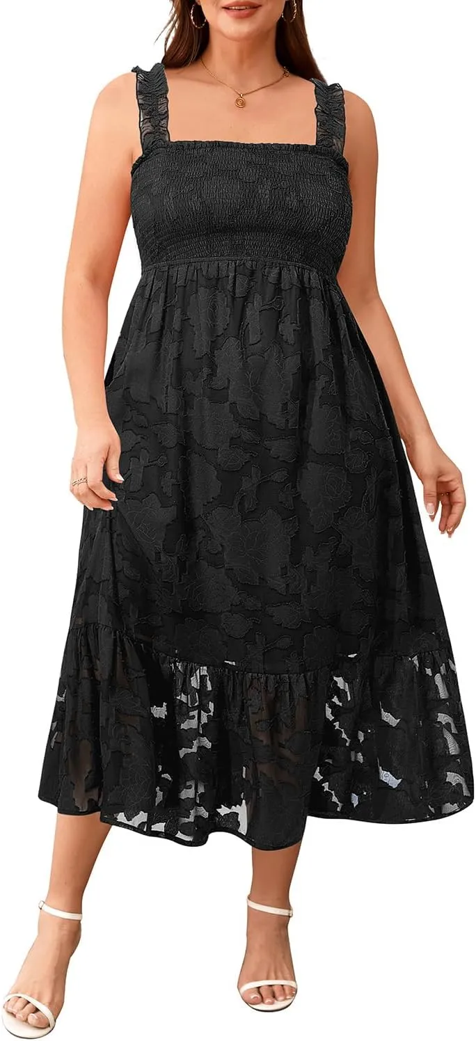 Plus Size Summer Dress - Sun Boho Beach Casual Floral Spaghetti Strap Sleeveless Long Maxi Dresses