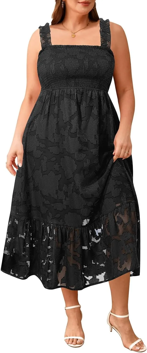 Plus Size Summer Dress - Sun Boho Beach Casual Floral Spaghetti Strap Sleeveless Long Maxi Dresses