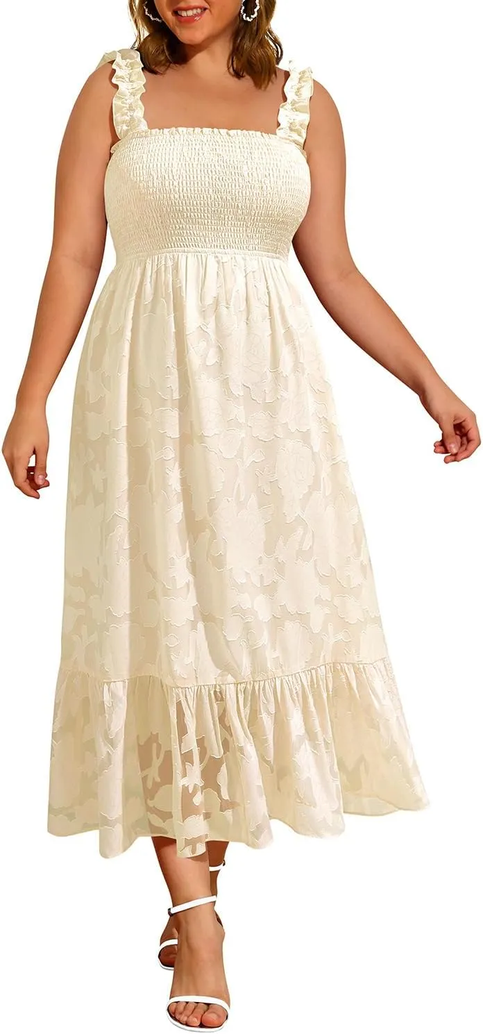Plus Size Summer Dress - Sun Boho Beach Casual Floral Spaghetti Strap Sleeveless Long Maxi Dresses