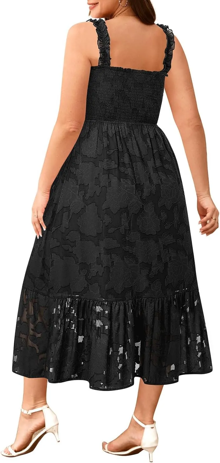 Plus Size Summer Dress - Sun Boho Beach Casual Floral Spaghetti Strap Sleeveless Long Maxi Dresses