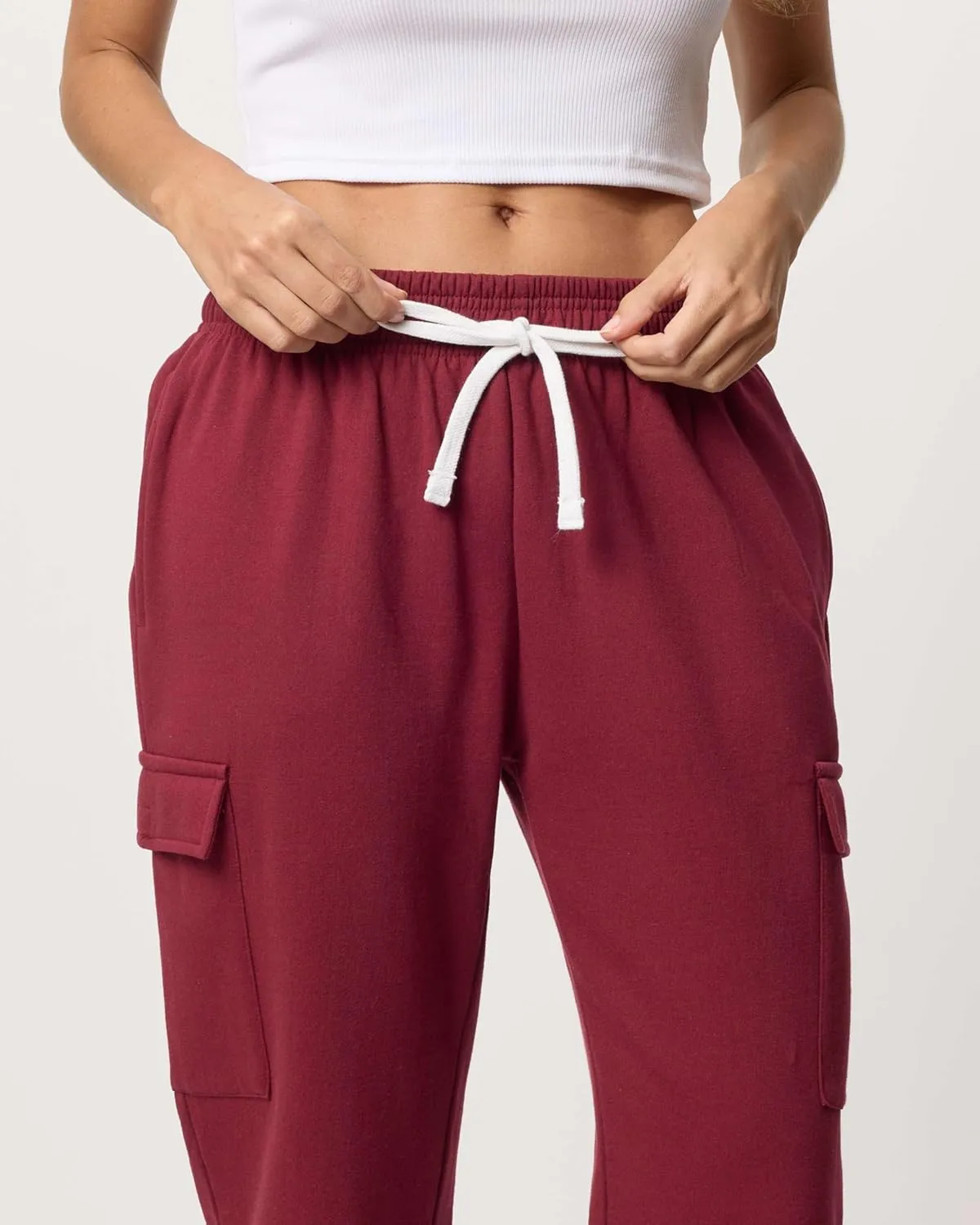 Real Essentials 3 Pack: Women's Fleece Cargo Sweatpants, Open Bottom Lounge & Athletic Casual Pants with Pockets