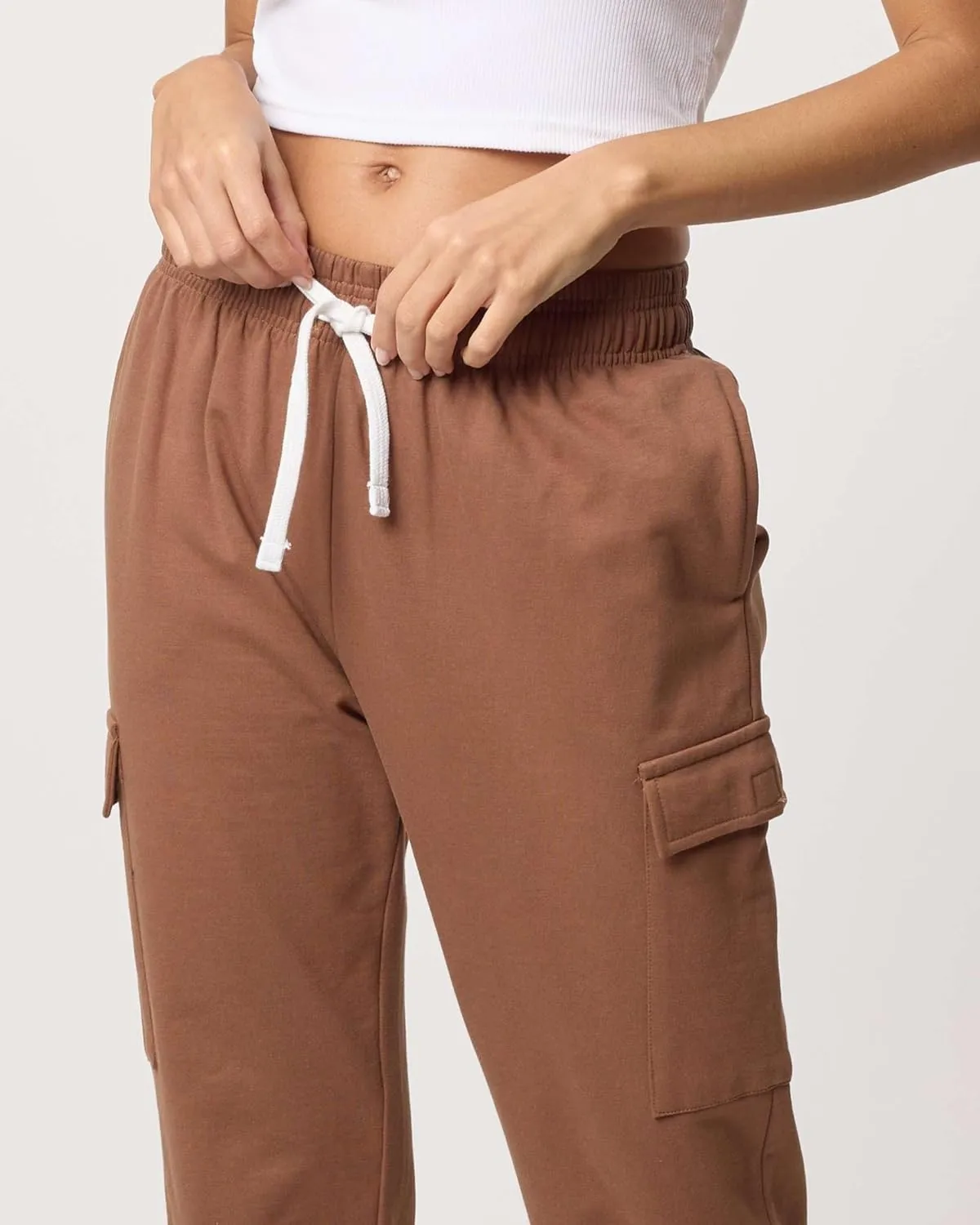 Real Essentials 3 Pack: Women's Fleece Cargo Sweatpants, Open Bottom Lounge & Athletic Casual Pants with Pockets