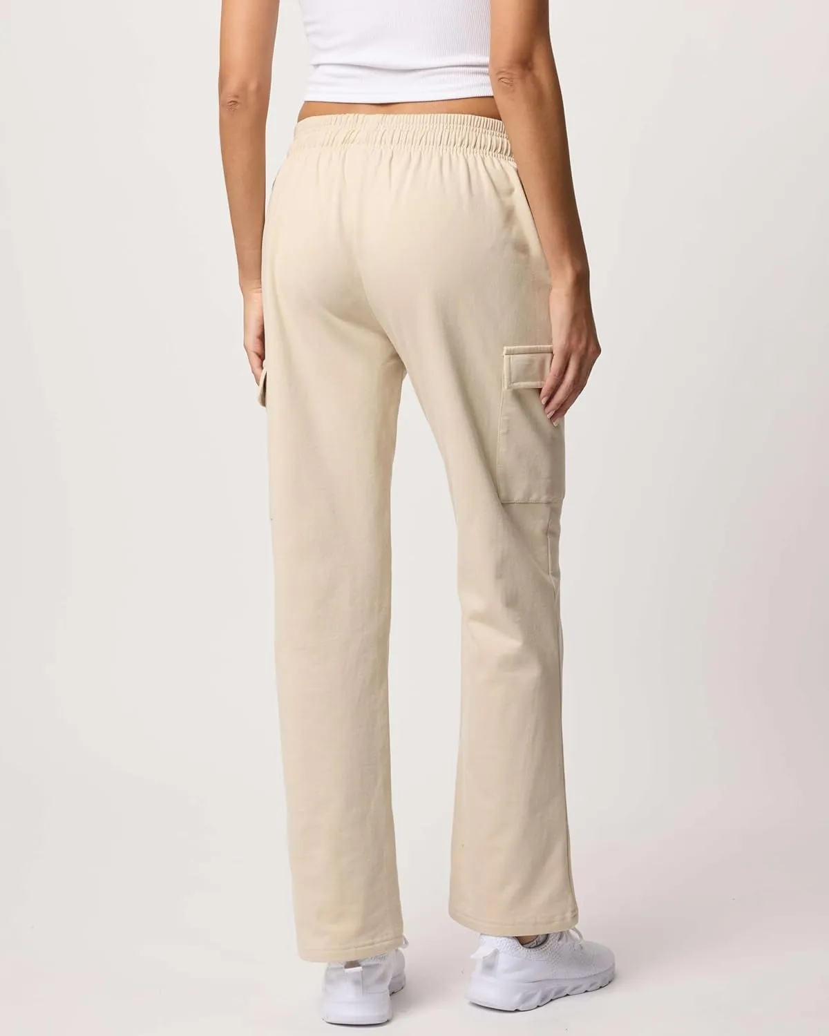Real Essentials 3 Pack: Women's Fleece Cargo Sweatpants, Open Bottom Lounge & Athletic Casual Pants with Pockets