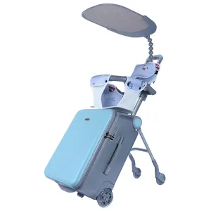 Ride on Suitcase Carry On Luggage with Seat for Kids - Detachable Trolley Suitcase - Rolling Travel Luggage with Kids Seat for Airplane - Rideable with TSA Lock - Blue