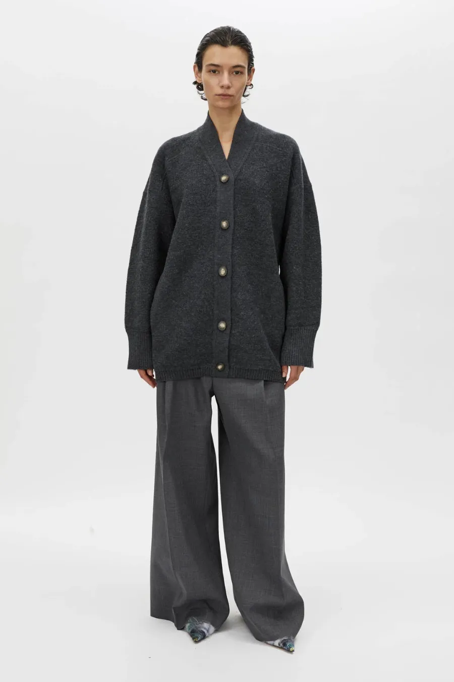 Rohan Boiled Merino Knit Cardigan Charcoal Melange